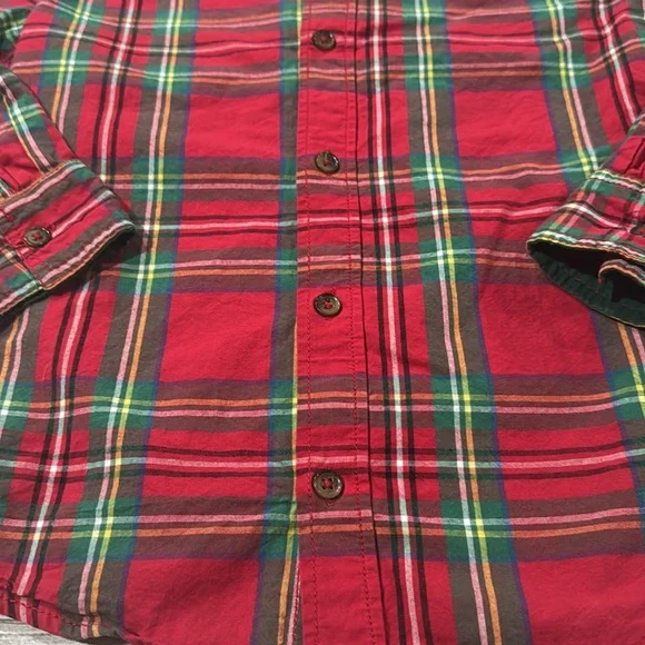 Tommy Bahama Boys Red Plaid Button Down Shirt - Picture 5 of 7